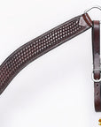 HILASON Western Horse Headstall Breast Collar Set Tack Genuine American Leather Basket Weave Dark Brown