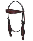 HILASON Western Horse Headstall Breast Collar Set Tack Genuine American Leather Barb Wire Dark Brown