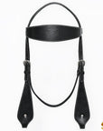 HILASON Western Horse Headstall Breast Collar Set Tack Genuine American Leather Plain Black