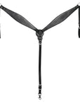 HILASON Western Horse Headstall Breast Collar Set Tack Genuine American Leather Plain Black