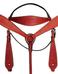 HILASON Western Horse Headstall Breast Collar Set Tack Genuine American Leather Plain Mahogany