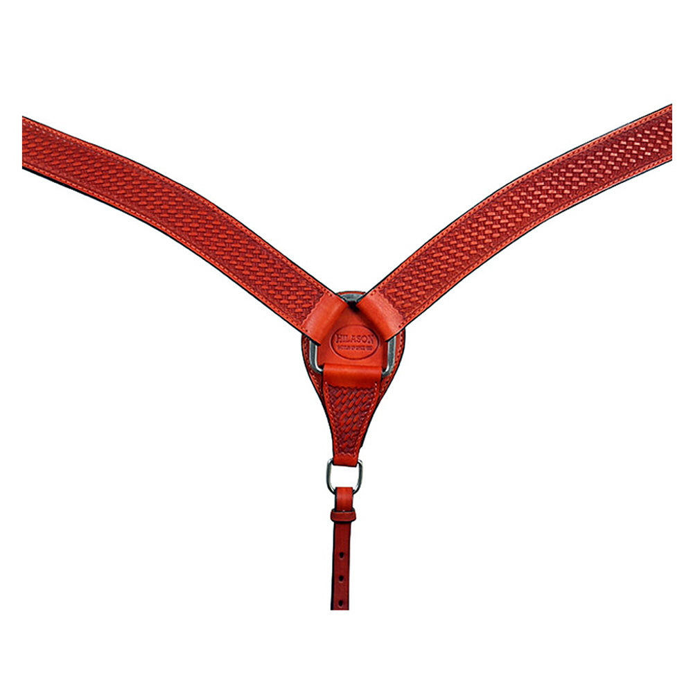 HILASON Western Horse Headstall Breast Collar Set Tack Genuine American Leather Basket Weave Mahogany