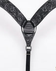 Western Horse Breast Collar Headstall With Floral Black Leather