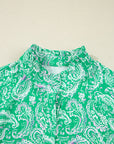 Paisley Button-Front Tied Waist Mini Dress