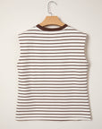 Stripe Ribbed Trim Round Neck Tank Top
