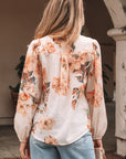 Floral Puff Sleeve Collared Shirt