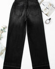 Denim Raw Hem Straight Leg Jeans