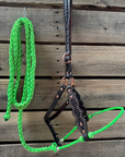 Lime Honeycomb Tooled Lariat & Leather Combo Halter
