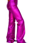 Fuchsia Metallic Trousers With Modern Silhouette For Everyday Wardrobe Essentials Edition