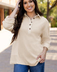 Arianna Waffle  Half Button Top.