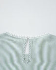 Meredith Stripe Lace Patchwork Crew Neck Tank Top