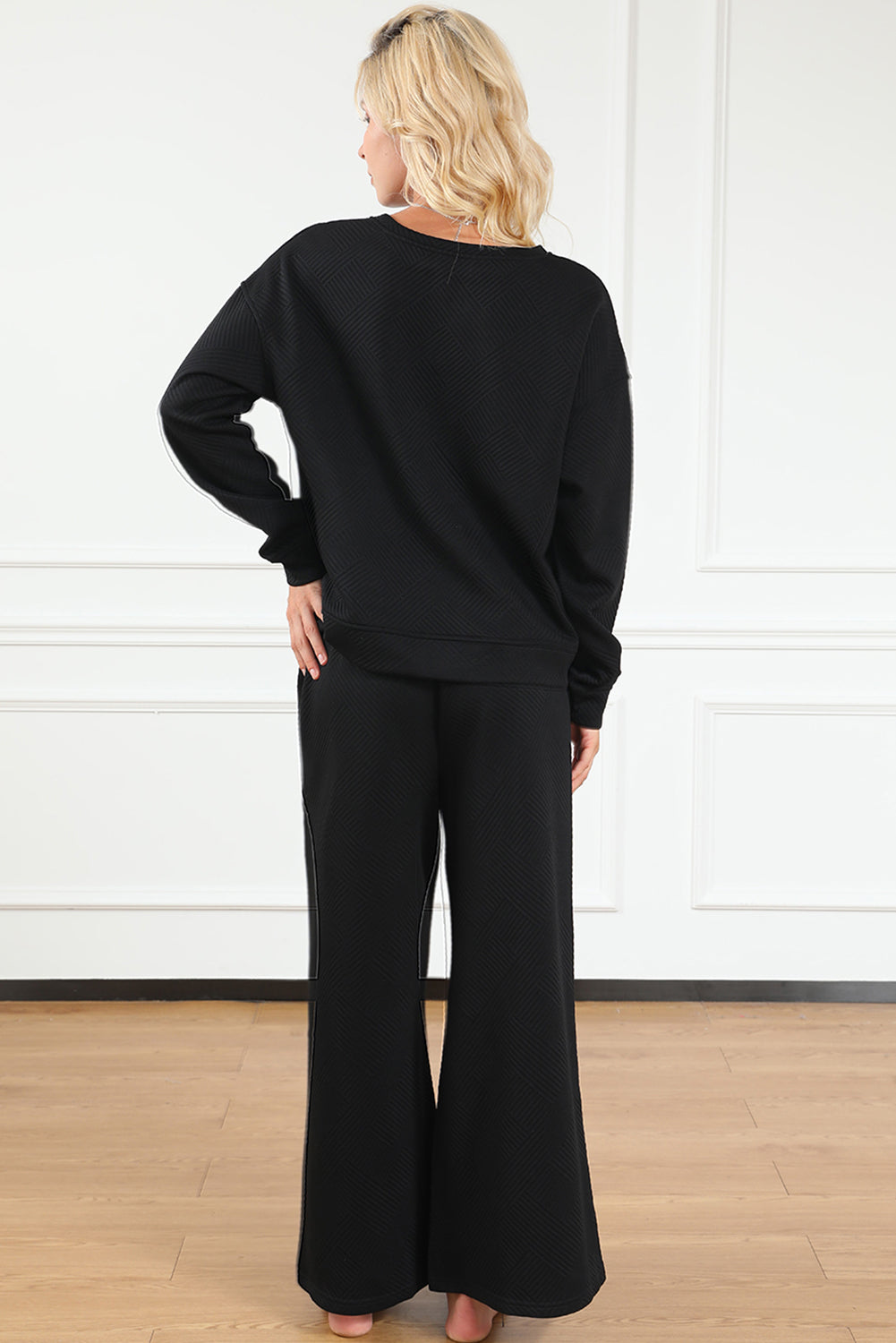 Textured Top and Pants Set