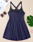Contrast Trim Ruffle High Waist Swim Dress