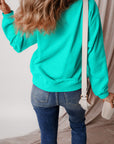 Solid Fleece Lined Drop Shoulder Terry Sweatshirt
