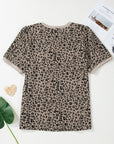 Plus Size Leopard Textured Short Sleeve T-Shirt