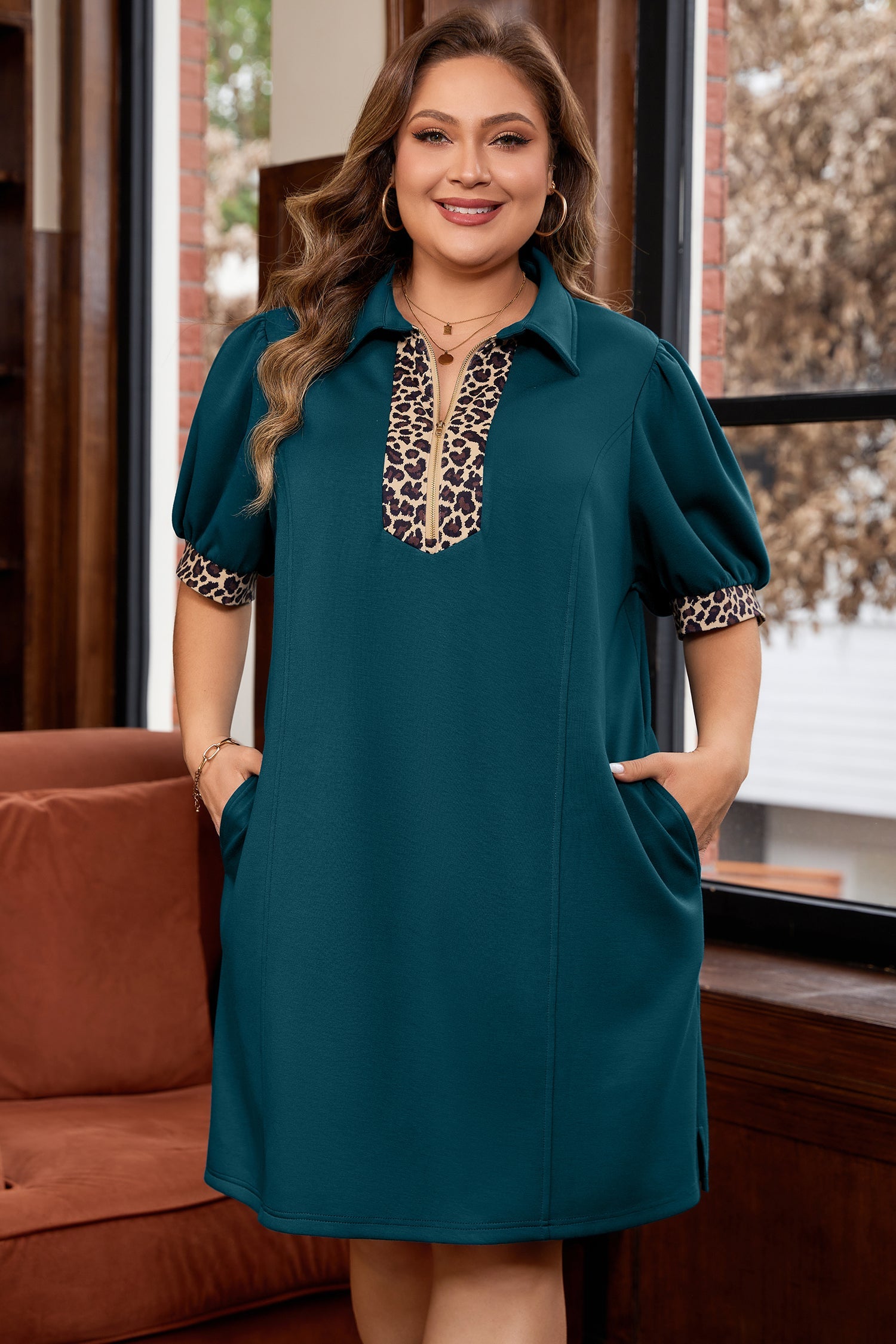 Keily Zip Collared Mini PLUS Dress