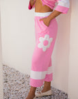 Floral Patchwork Raw Edge Top and Pant Set