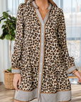 Leopard Stripe Trim V-Neck Mini Dress
