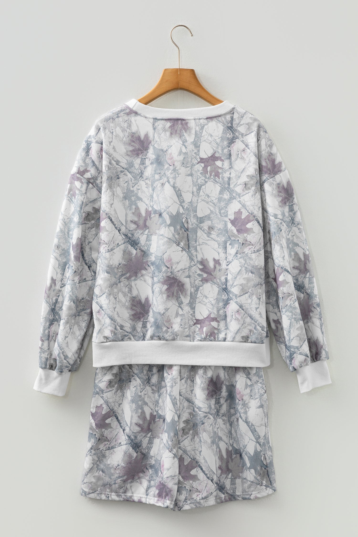 Abstract Camo Pullover &amp; Drawstring Shorts Set