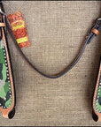 Durable Camouflage Western Leather Headstall And Breast Collar Set For Trail Horses