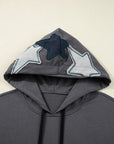 Star Patchwork Mineral Wash Kangaroo Pocket Hoodie