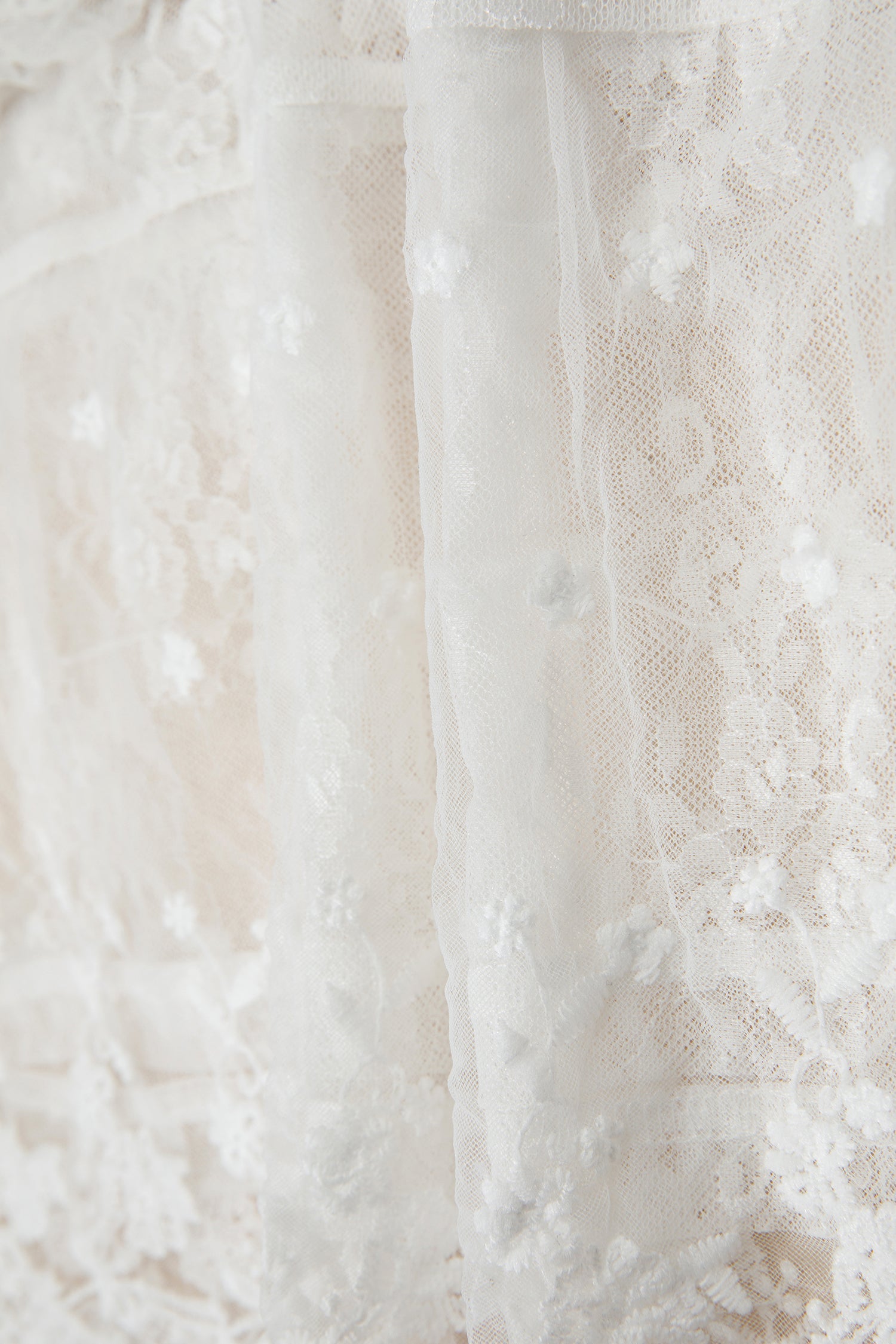Sheer Floral Lace Ruffle Tiered Blouse &amp; Cami