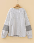 Plus Size Polka Dot Stripe Patchwork Henley Top