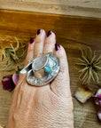 Adjustable Cowboy Hat Ring – Kingman Turquoise – Sterling Silver – Navajo Handmade by Robby Manuelito – USA