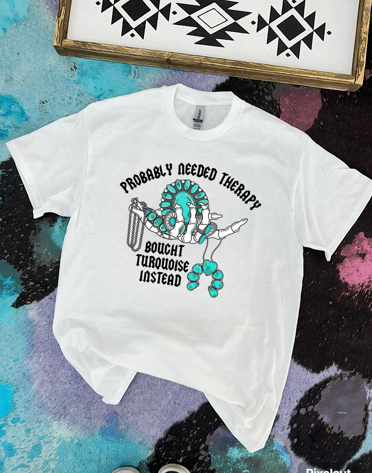 Turquoise &amp; Therapy tee or crewneck