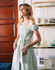 MASON'S DAUGHTER | Nora Dress, Green/Green Striped Poplin