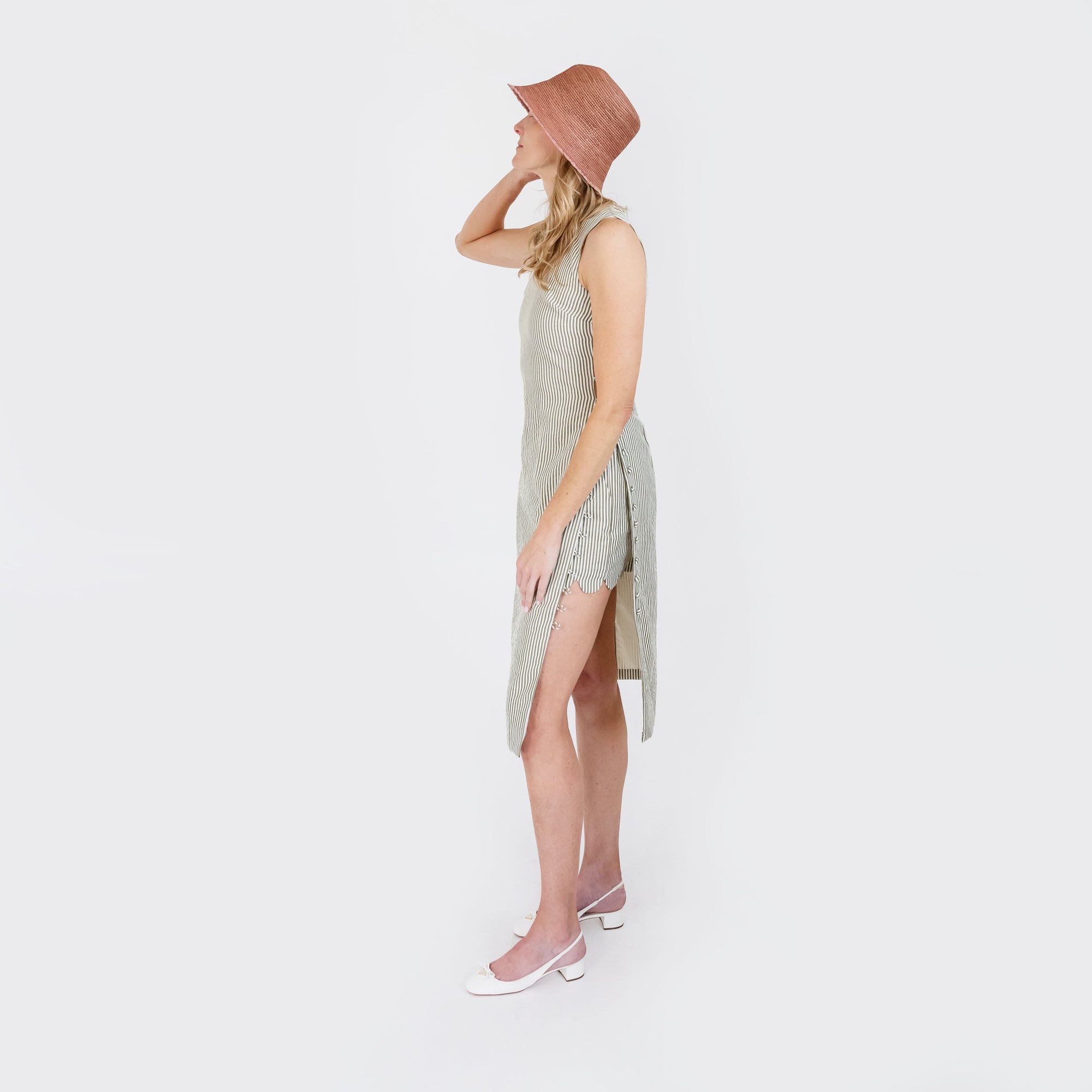 MASON'S DAUGHTER | Meredith Midi Tunic, Seersucker Olive &amp; Ivory