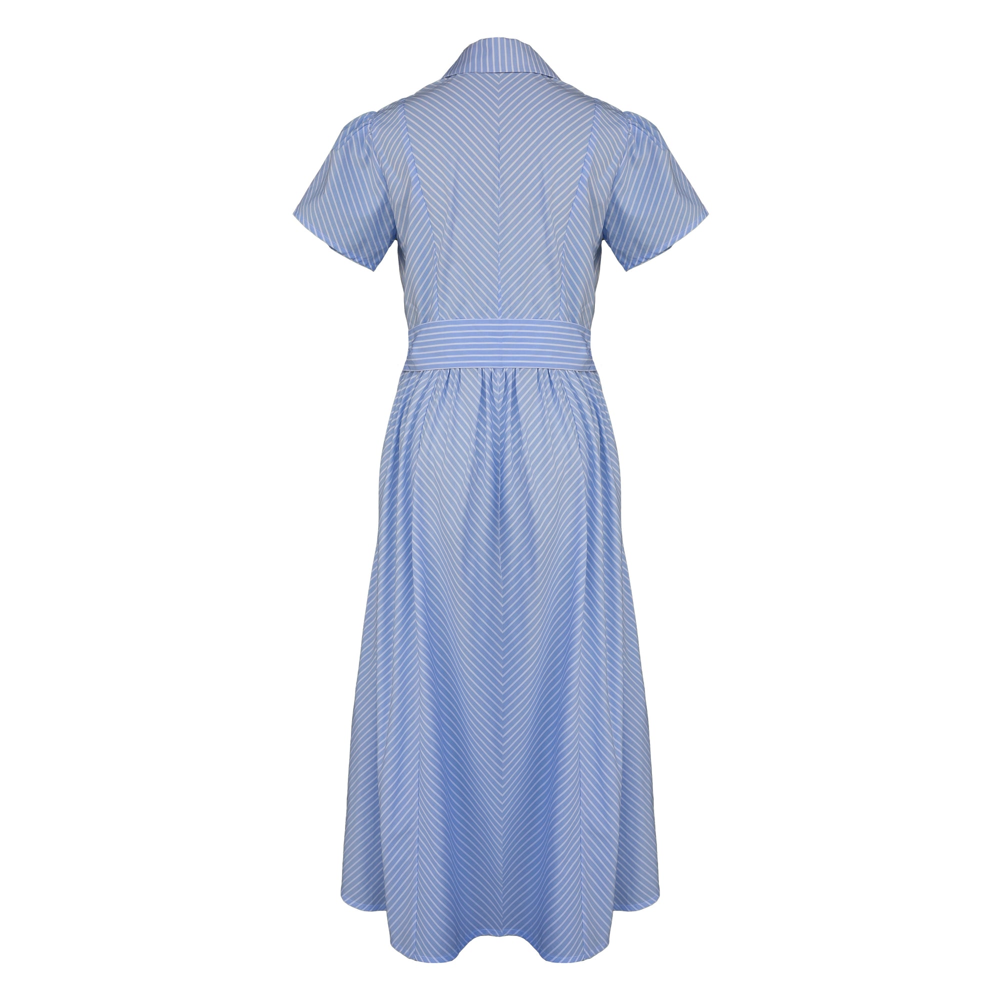 MASON'S DAUGHTER Noah Dress, Blue &amp; White Striped Poplin