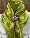 35X35" Solid Light Green Wild Rag / Scarf WRS22 - Crystal Concho Wild Rag Slides - Assorted