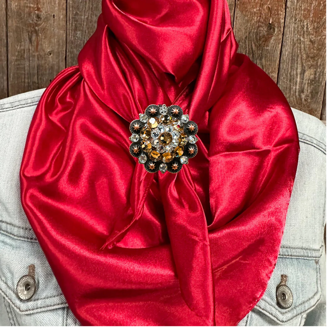 35X35" Solid Electric Red Wild Rag / Scarf WRS10 - Crystal Concho Wild Rag Slides - Assorted