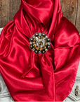35X35" Solid Electric Red Wild Rag / Scarf WRS10 - Crystal Concho Wild Rag Slides - Assorted
