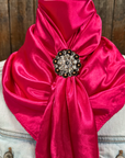 35X35" Solid Hot Pink Wild Rag / Scarf WRS25 - Crystal Concho Wild Rag Slides - Assorted