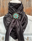 35X35" Solid Black Wild Rag / Scarf WRS4 - Crystal Concho Wild Rag Slides - Assorted