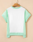 Colorblock Exposed Seam Crew Neck T-Shirt