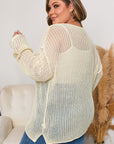 Plus Size Star Hollow-Out Knit Crewneck Sweater