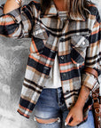 Plaid Pocketed Button Front Shacket