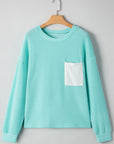 Willa Texture Contrast Patched Long Sleeve Top