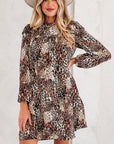Leopard Ruffle Long Sleeve Mini Dress