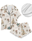 Baha Ranch Christmas Spirit Cowgirl Western Cowboy Satin Short Pajama Sets