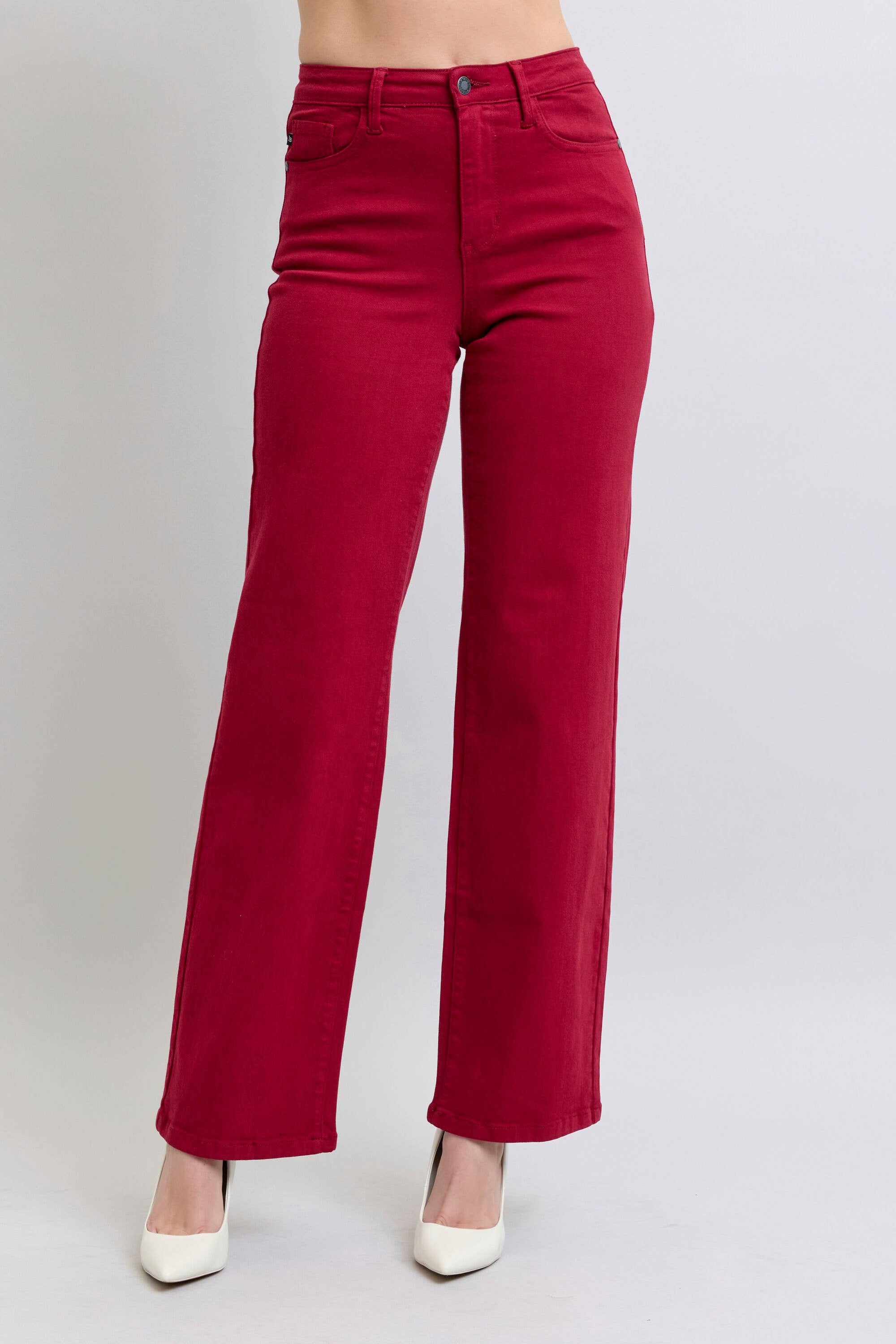 Heart Shaped Back Pockets High Waisted 90's Straight: Scarlet