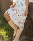 Western Lace Trim High Waist Maxi Skirt