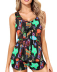 Baha Ranch Neon Rodeo Tankini & Boy Shorts Swim Set