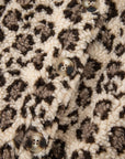 Leopard Sherpa Patchwork Flap Pocket Buttoned Jacket