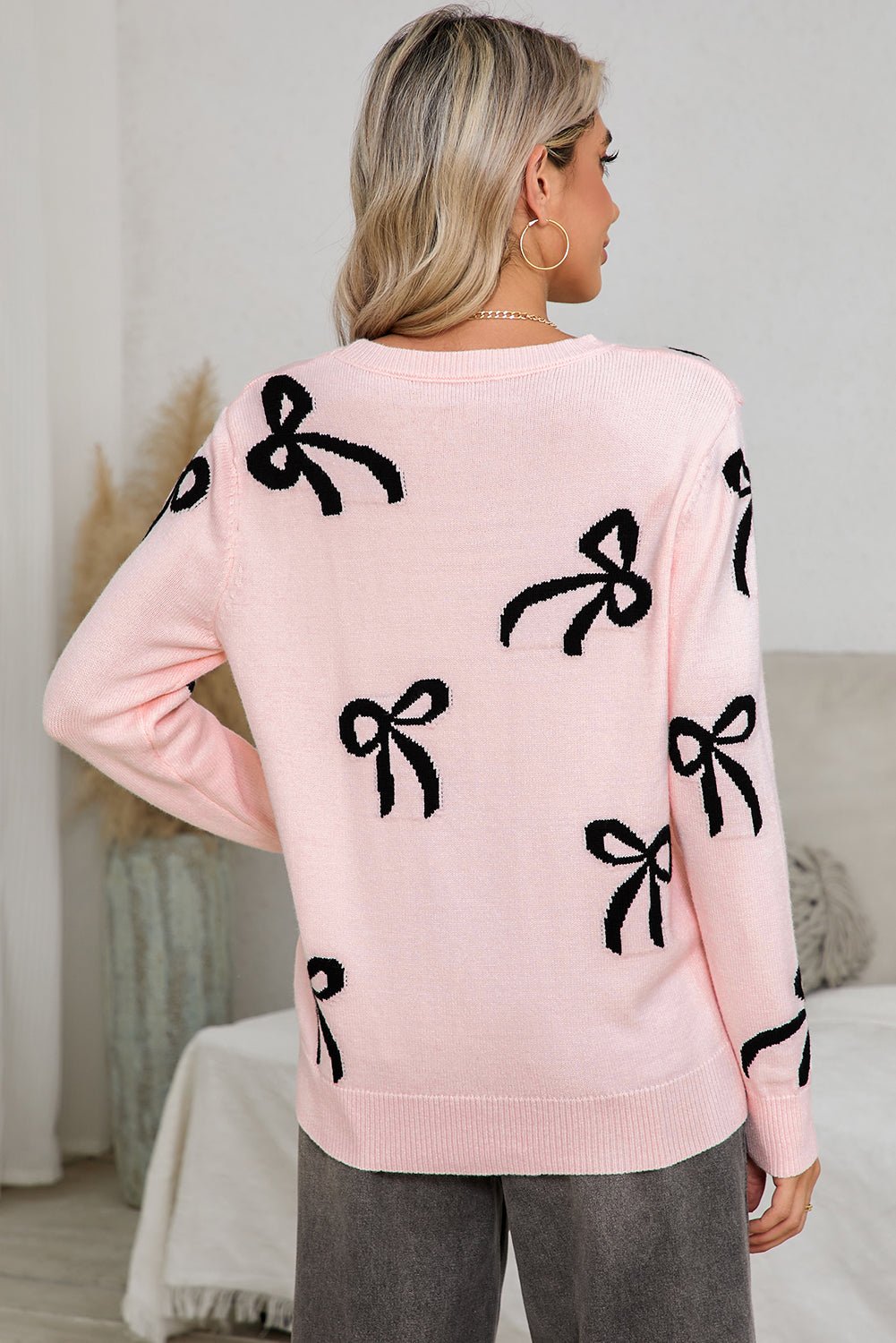 Light Pink Bow Sweater