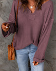 Evelyn Waffle Knit Loose Long Sleeve Top