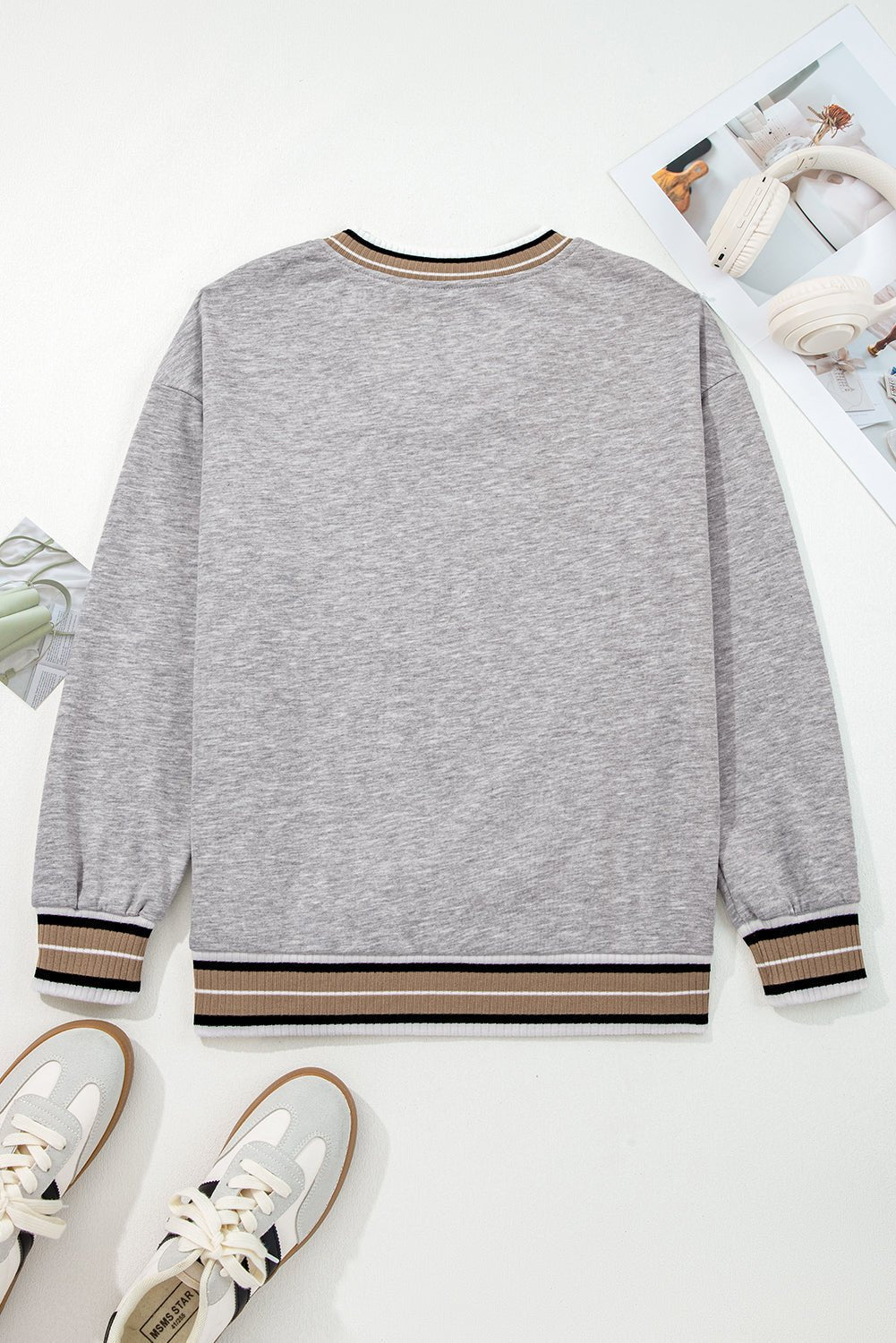 Harlee Contrast Striped Trim Sweatshirt